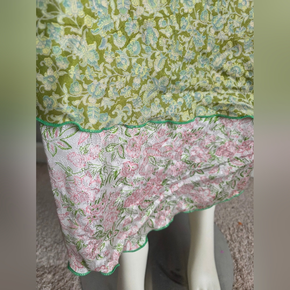 Patchwork Reversible Silk Blend Wrap Skirt Womens… - image 8